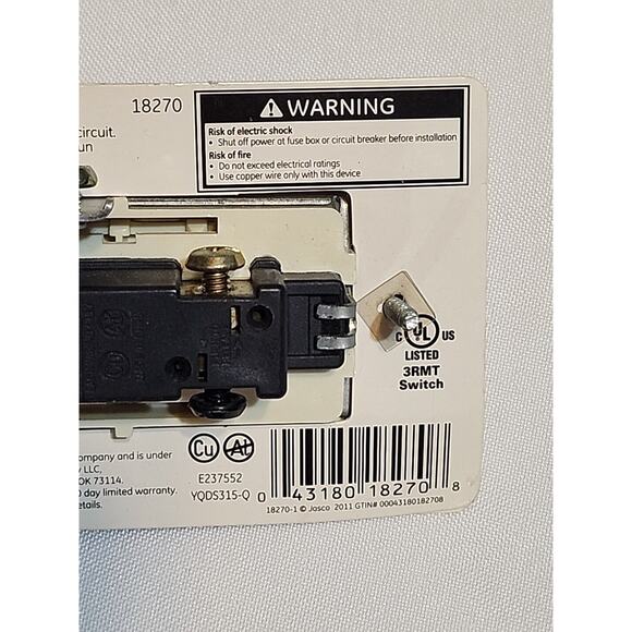 GE 3 Way Switch Light Almond 18270 Pressure Lock Wiring 15A Max 120VAC - Picture 7 of 7